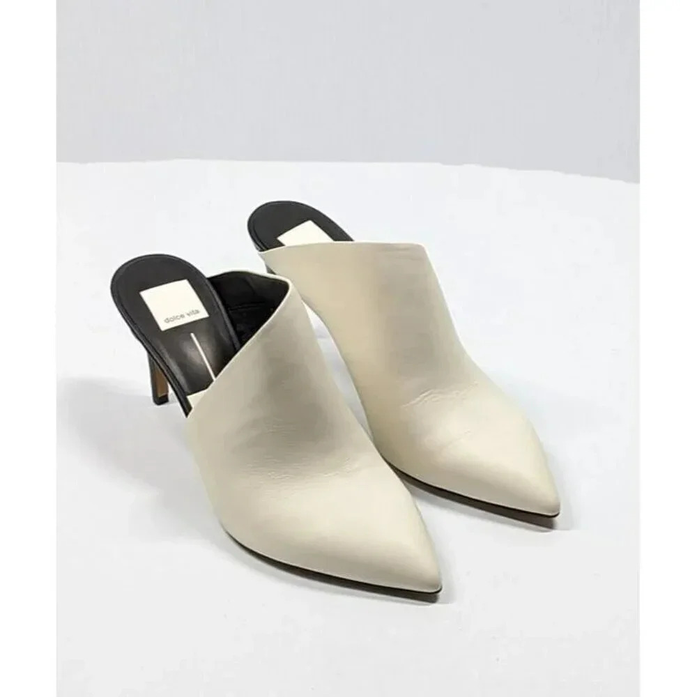 Dolce Vita Women's Camala White Leather High-Heel Mules Size 9 (MSRP $150) - Picture 4 of 10